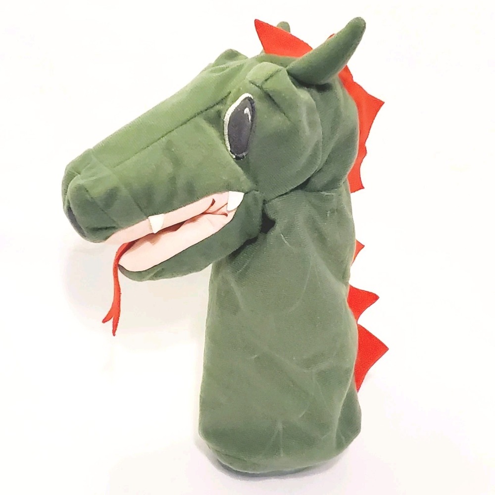 IKEA Fantasivarld Green & Red Dragon 10" Hand Puppet Stuffed Animal